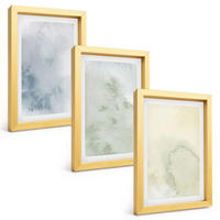 BILDER SET 3er Set - 20x30 cm Goldrahmen - Pastellfarben auf Leinwand - Goldfarben, Kunststoff (20/30cm) - TULUP