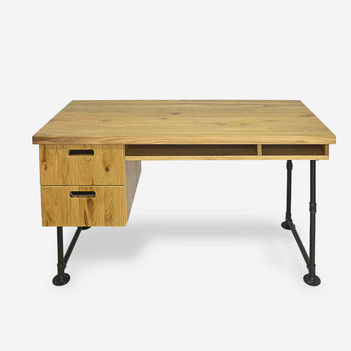 SCHREIBTISCH im industriellen Stil mit metallenen Beinen für das Büro DENAR I - Eichefarben, Holz (60/140/76cm) - Rawood Furniture
