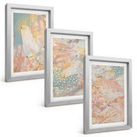 BILDER SET 3er Set - 20x30 cm Silberner Rahmen - Abstrakte Pastellmuster - Silberfarben, Kunststoff (20/30cm) - TULUP