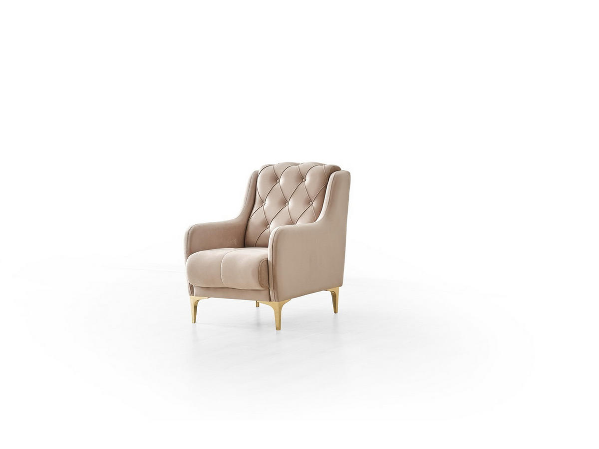 SITZGARNITUR Shimla, Beige Stellvariante 3+1+1 - Beige, Holzwerkstoff/Metall (220/80/100cm)