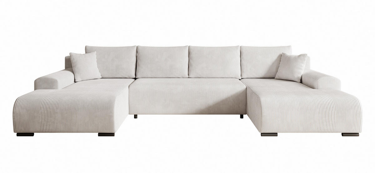 WOHNLANDSCHAFT, Couch Nelly U U WOHNLANDSCHAFT U-Form, mit Schlaffunktion und Bettkasten, U-Form Couch - Creme, Textil (349/80/185cm)