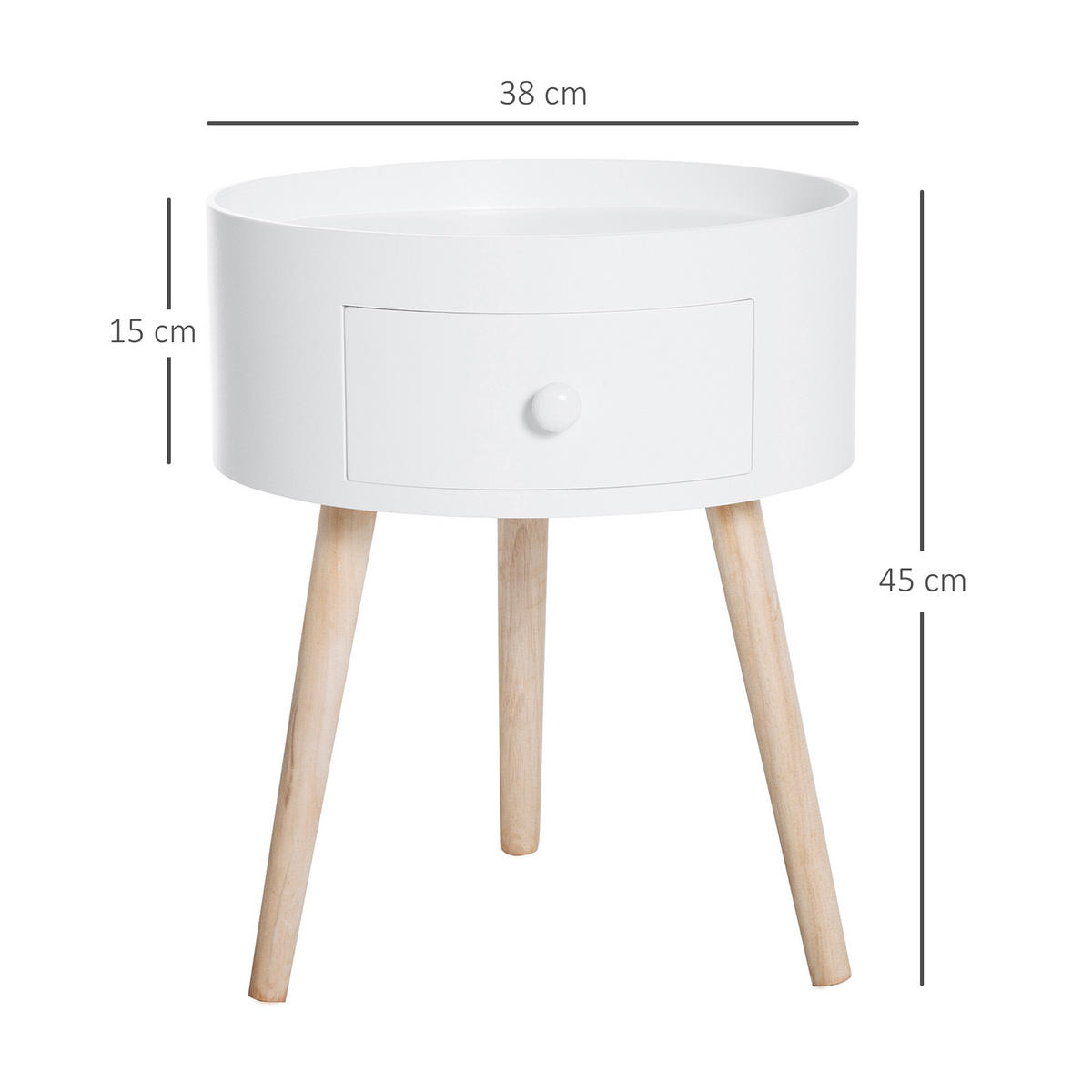 BEISTELLTISCH Weiß 28.0/45.0/95.0cm - Weiß, Holz (28/45/95cm)