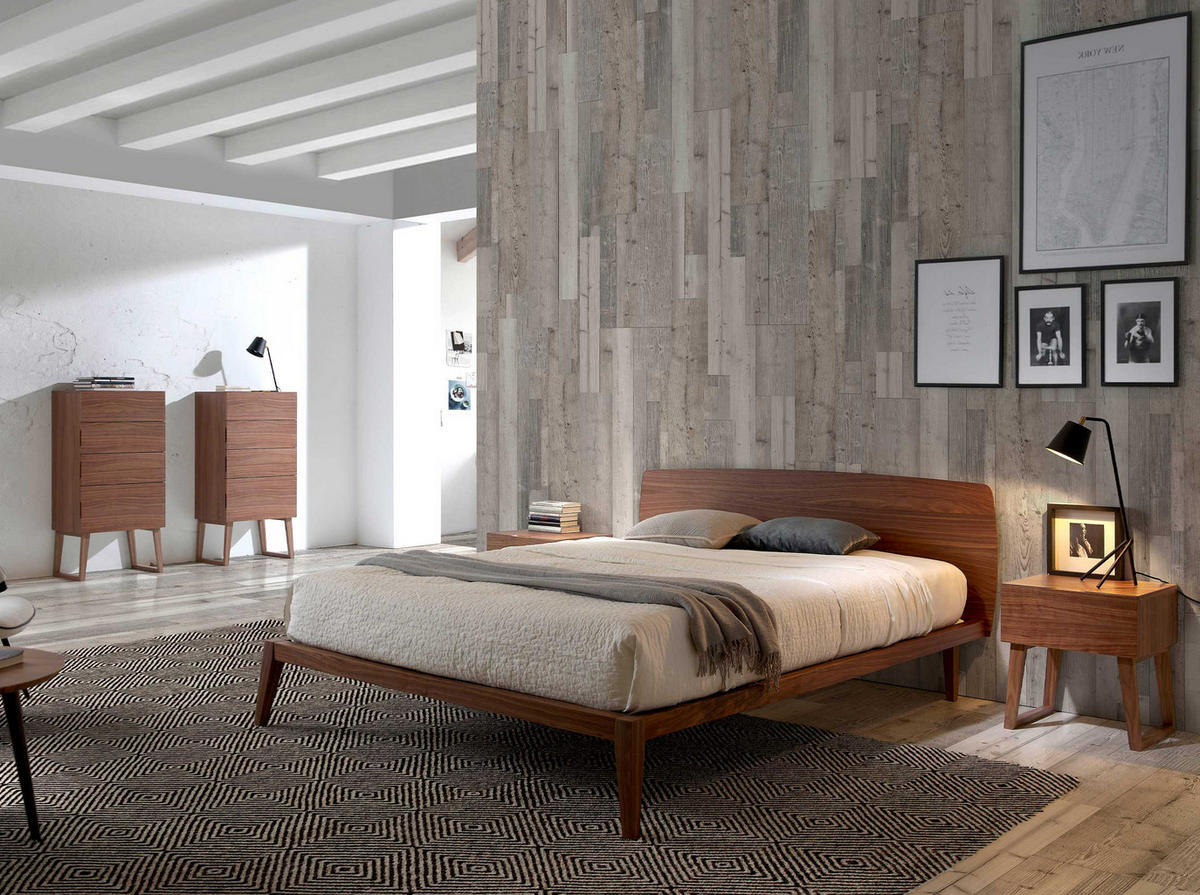 BETT Rechteckig Walnuss 181/210/84 cm - Walnussfarben, Holz - ANGEL CERDA