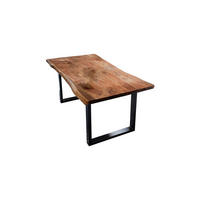 ESSTISCH LORE Holz Akazie - Schwarz/Naturfarben, Holz/Metall (120/85/76cm) - KAWOLA