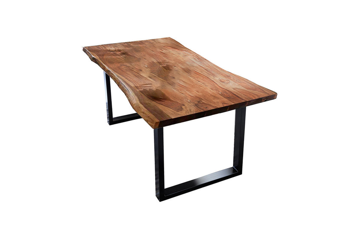 ESSTISCH LORE Holz Akazie - Schwarz/Naturfarben, Holz/Metall (120/85/76cm) - KAWOLA