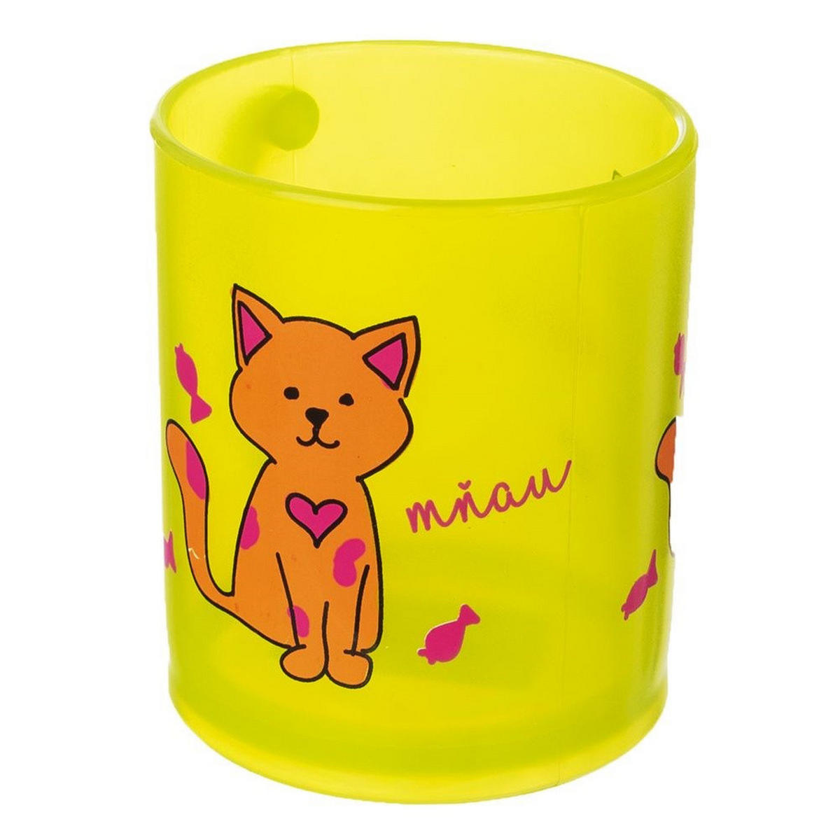KINDERBECHER KATZE, Kunststoff, gelb, 260 ml - Blau, Kunststoff (0.26L) - Orion 