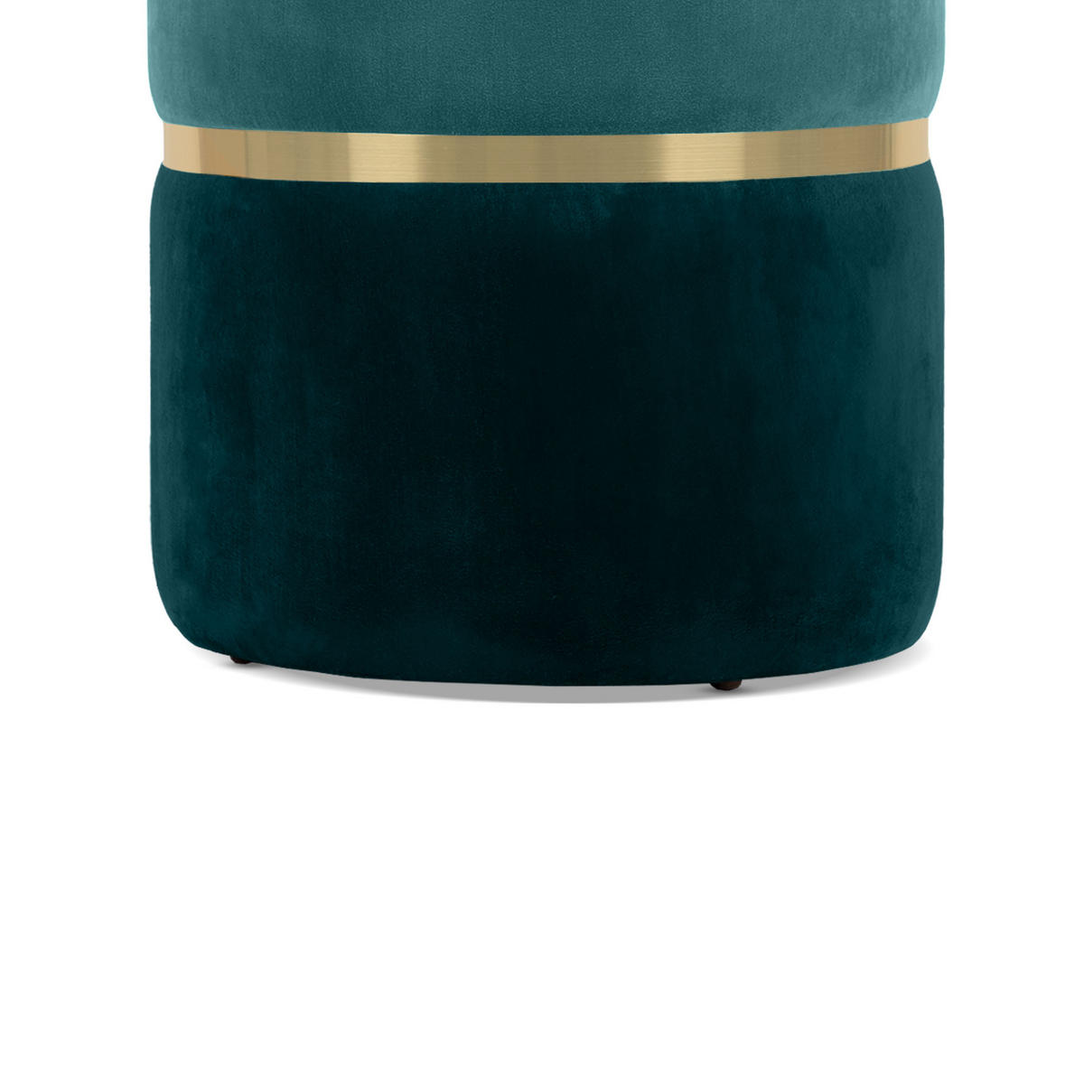 POUF Louise aus entenblauem Samt und goldfarbenem Metall - Blau, Holzwerkstoff/Textil (35/44/35cm) - Sicaan