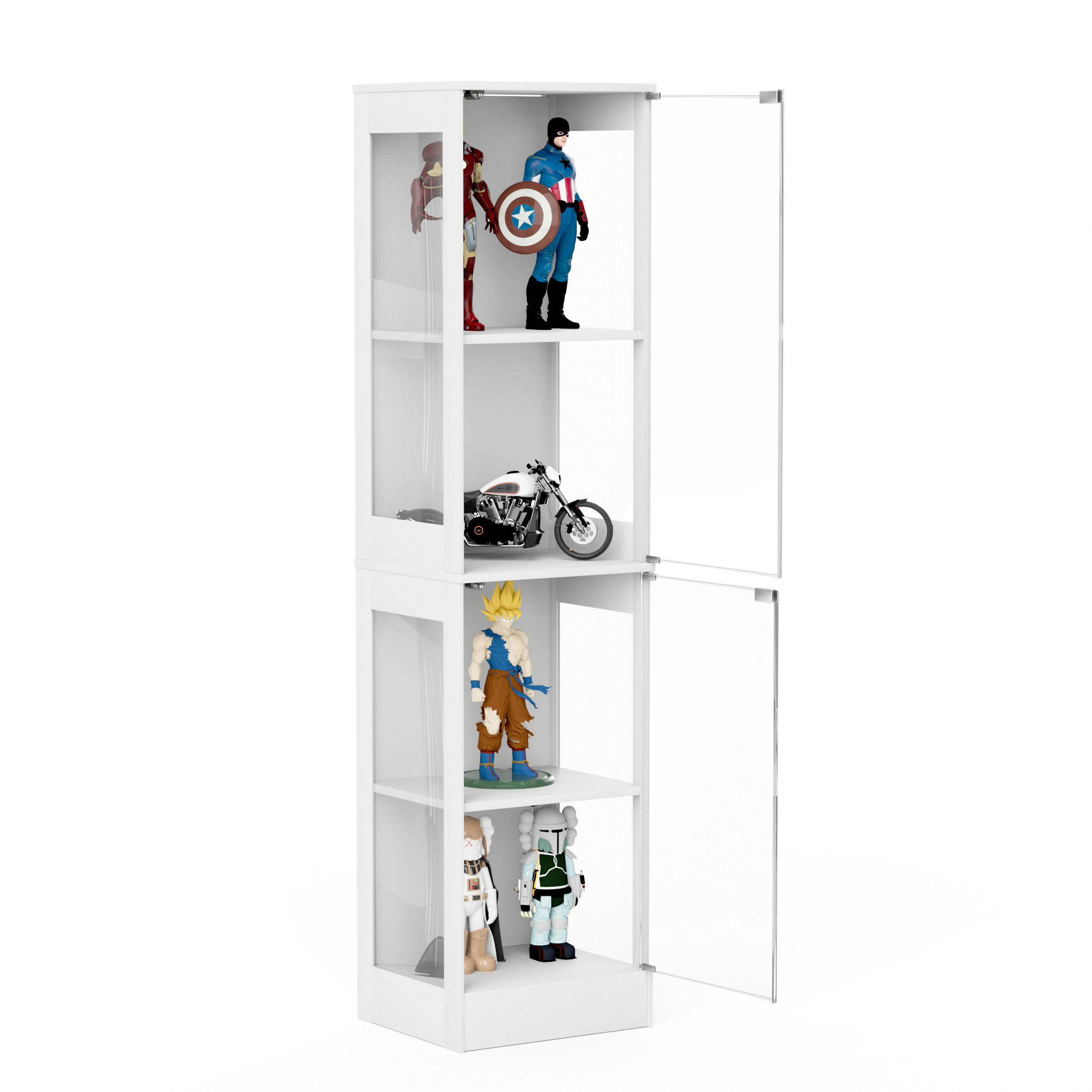 VITRINE 40/35/165 cm weiß aus MDF und Glas mit LED-Beleuchtung - Weiß, Holzwerkstoff (40/165/35cm) - OKWISH