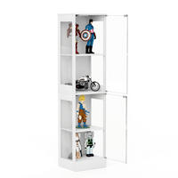 VITRINE 40/35/165 cm weiß aus MDF und Glas mit LED-Beleuchtung - Weiß, Holzwerkstoff (40/165/35cm) - OKWISH