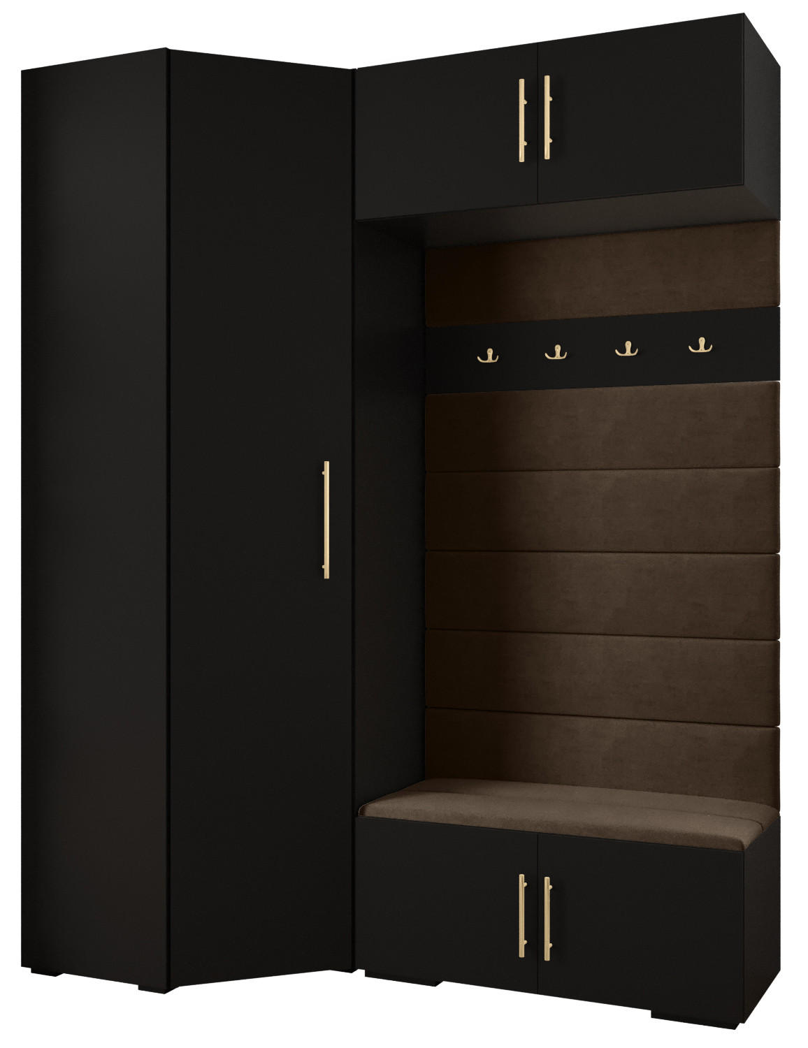 GARDEROBEN-SET 236,7/181,7/47 - Goldfarben/Schwarz, Holz/Kunststoff (181.7/236.7/47cm) - Abiks Möbel