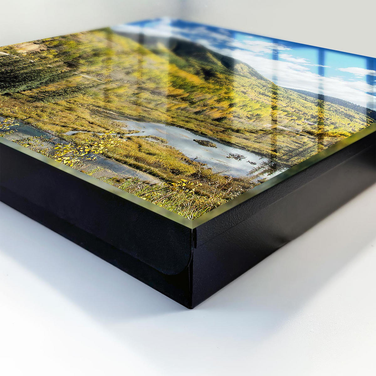 SCHLÜSSELBOX Schwarz 30x30 cm- Türöffnung nach rechts - Herbstlandschaft - Grün, Metall (30/30/5cm) - TULUP