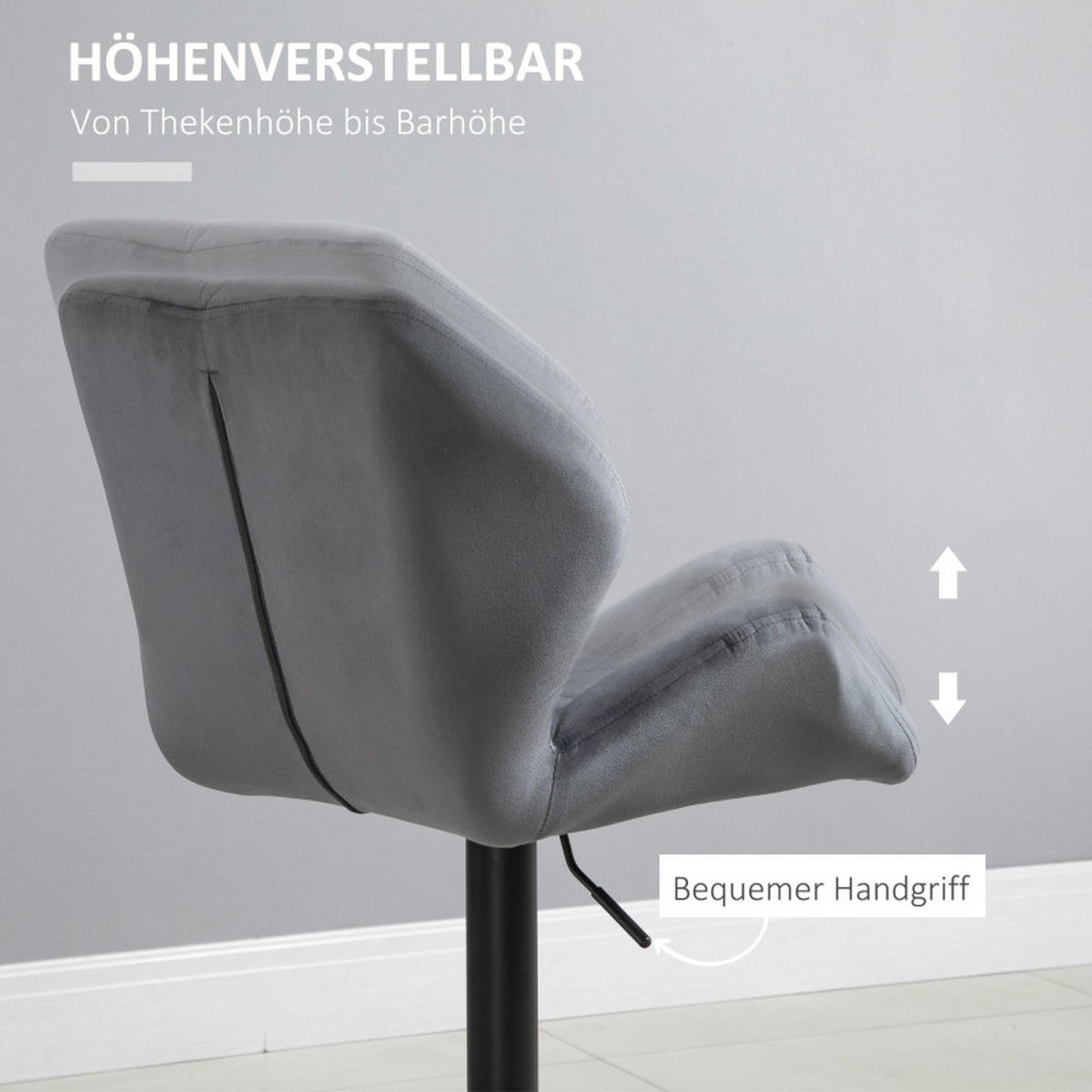 BARHOCKER DE-36057 2er Set höhenverstellbar drehbar Grau - Grau, Metall (57/117/58cm) - ComfortXL