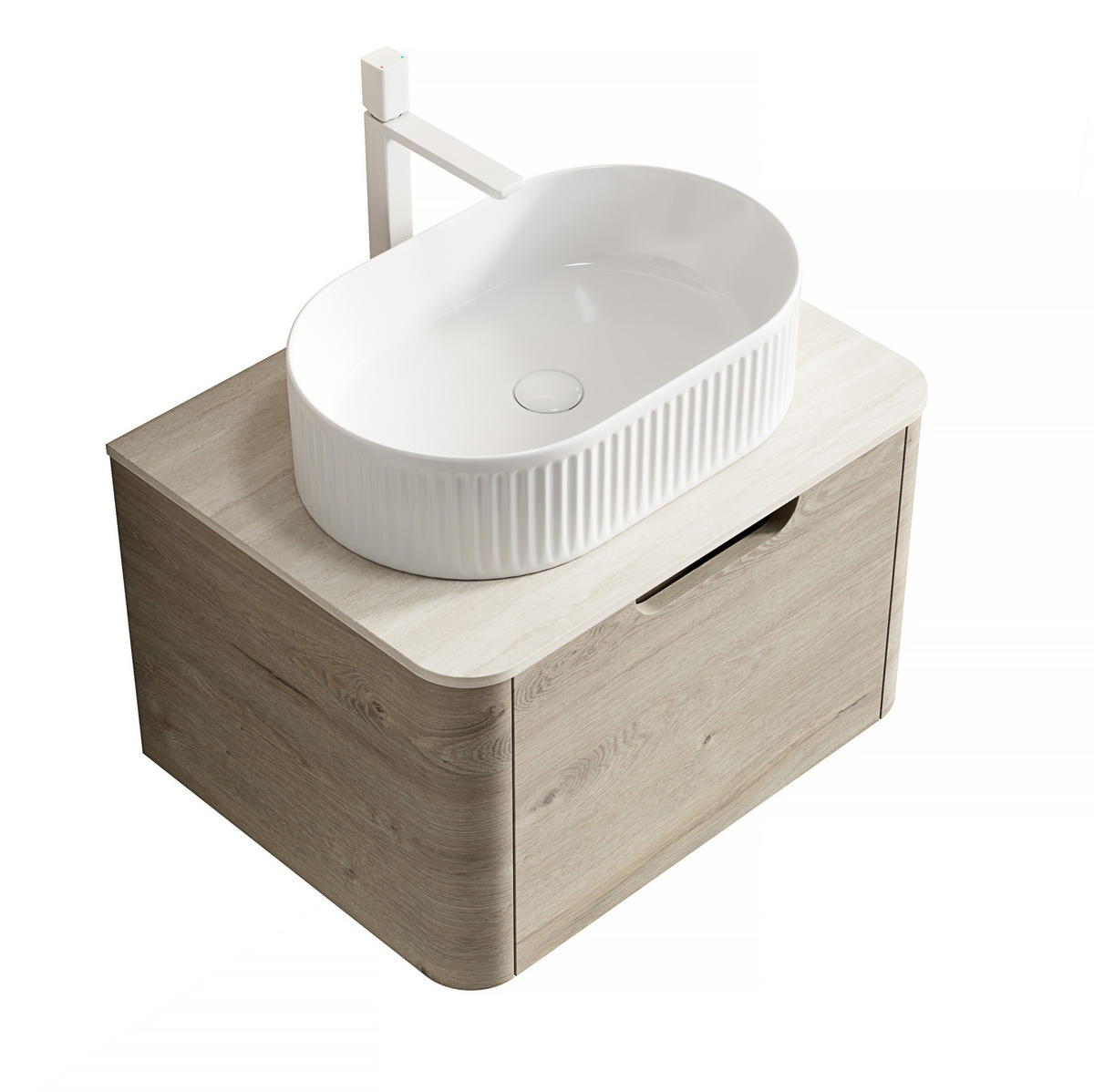 WASCHTISCHKOMBI 60 cm aus Keramik und Sinterstein mit Soft-Close-Schubladen - Creme, Keramik (60/50.2/46cm) - OKMYHOME