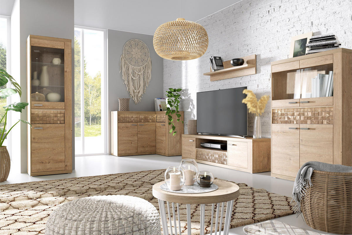SCHREIBTISCH BALESTRAND N16 Ausziehbares Regal Eiche - Eichefarben/Silberfarben, Glas/Holzwerkstoff (60/120/78cm) - Komodee