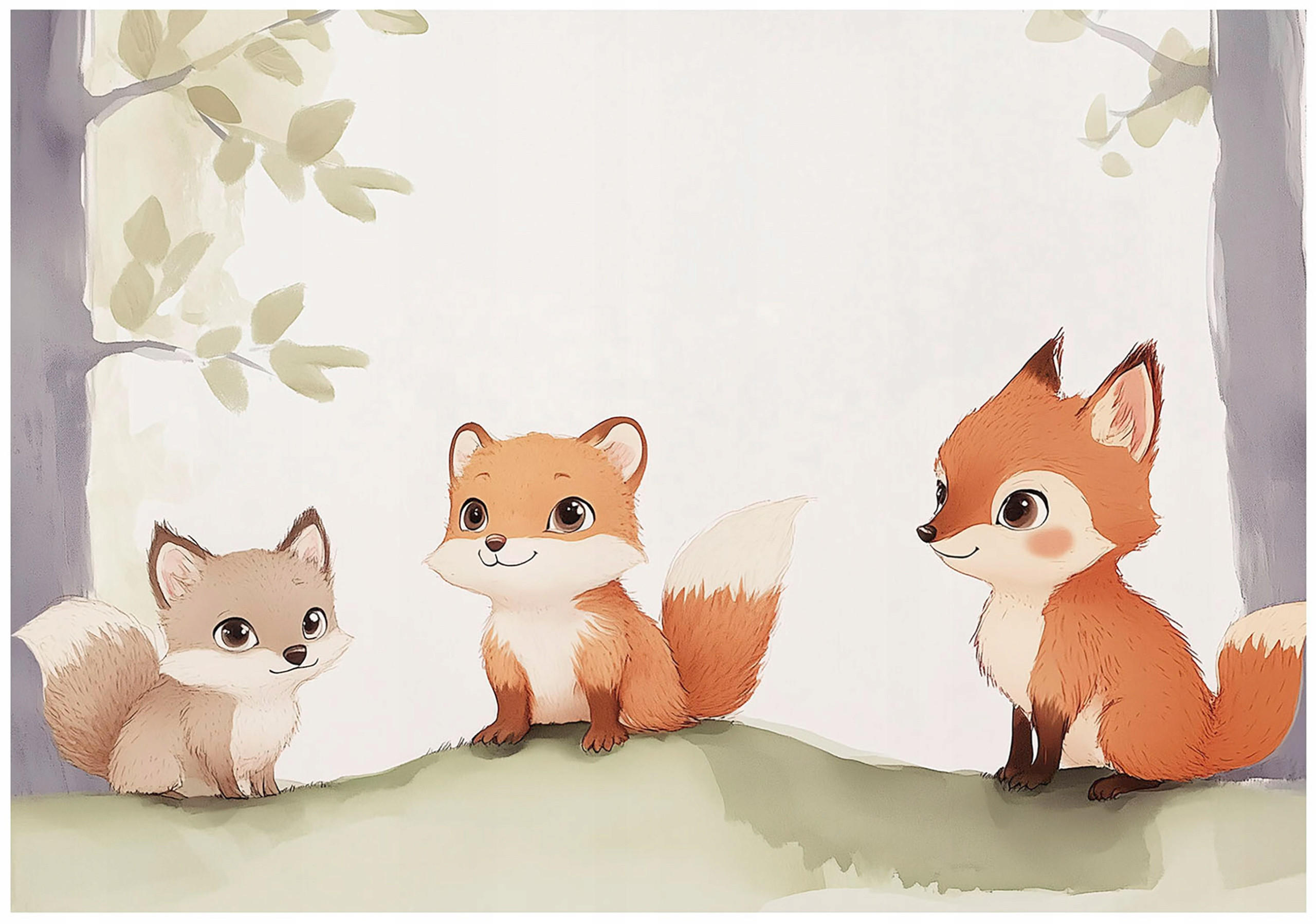 FOTOTAPETE Kinderzimmer Wald Fuchs 200x140 - Multicolor, Papier (200/140cm) - Wallarena