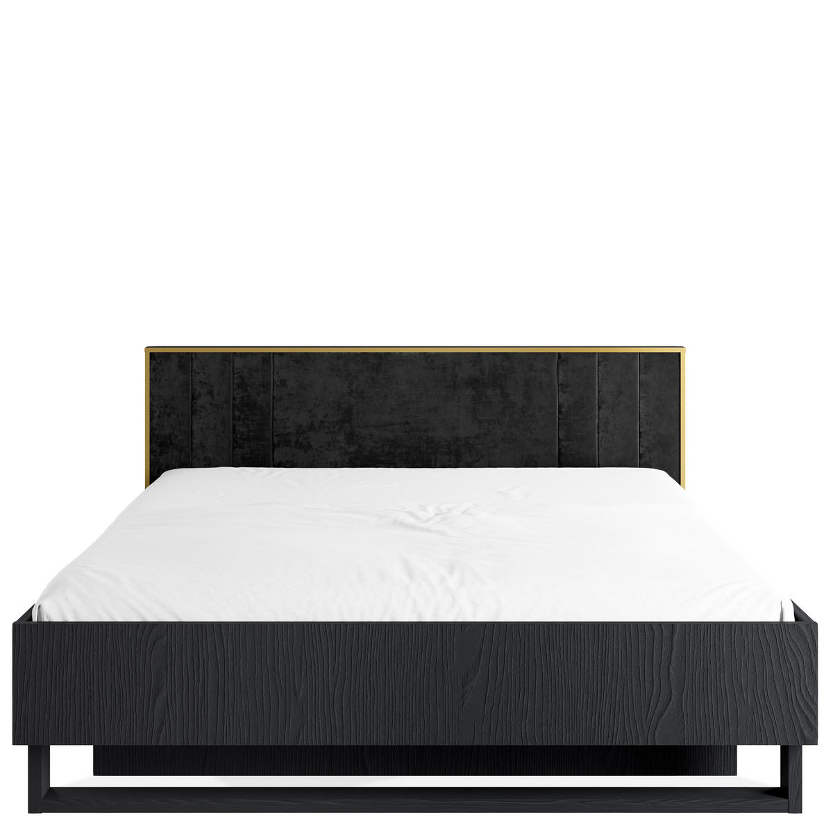 BETTGESTELL VIDIS Doppelbett mit Bettkasten - Schwarz, Holzwerkstoff (160/200cm) - KONSIMO®
