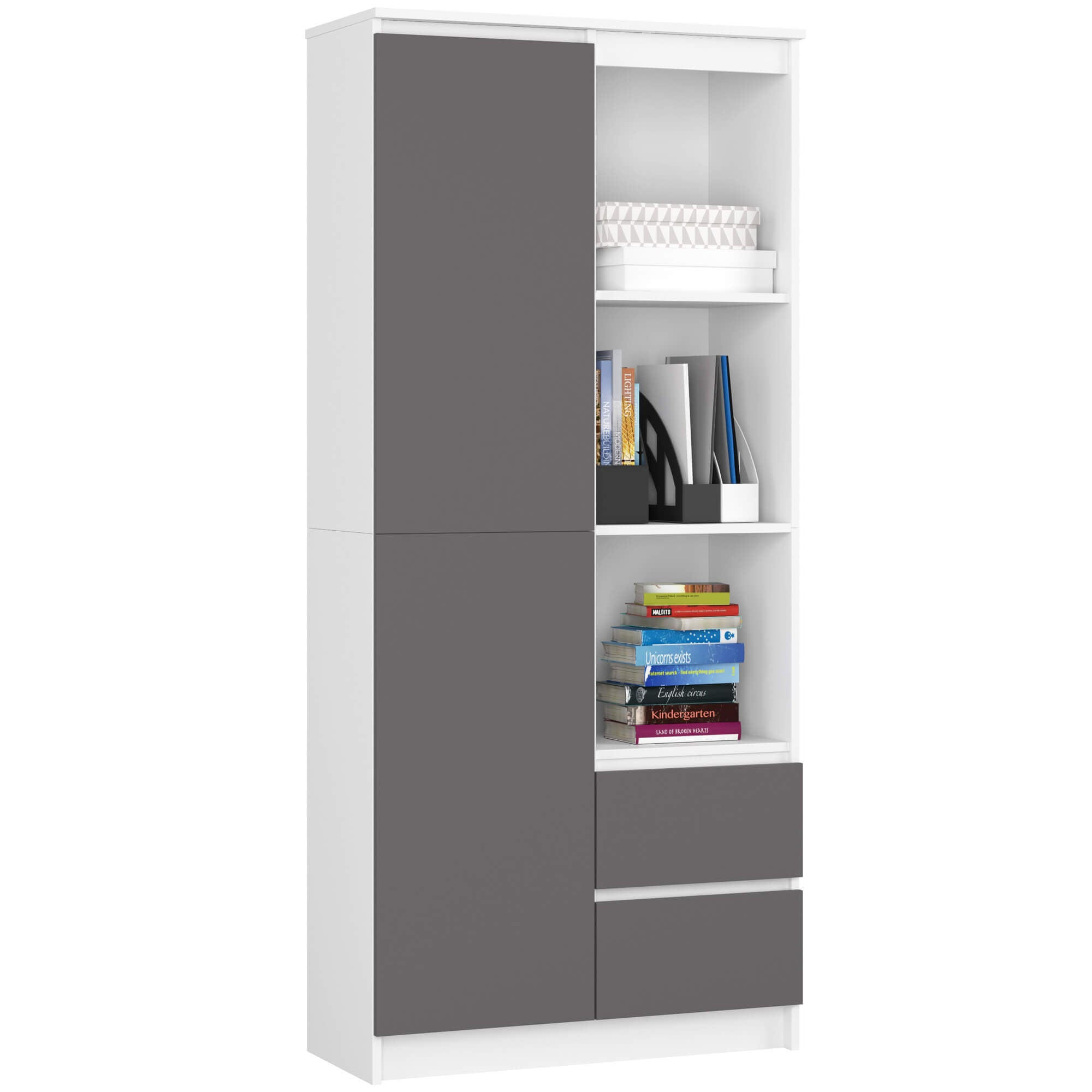RAUMHIRSCH FURNITURE STOJANOVÁ POLIČKA Bílá, grafitově šedá 180/80/35