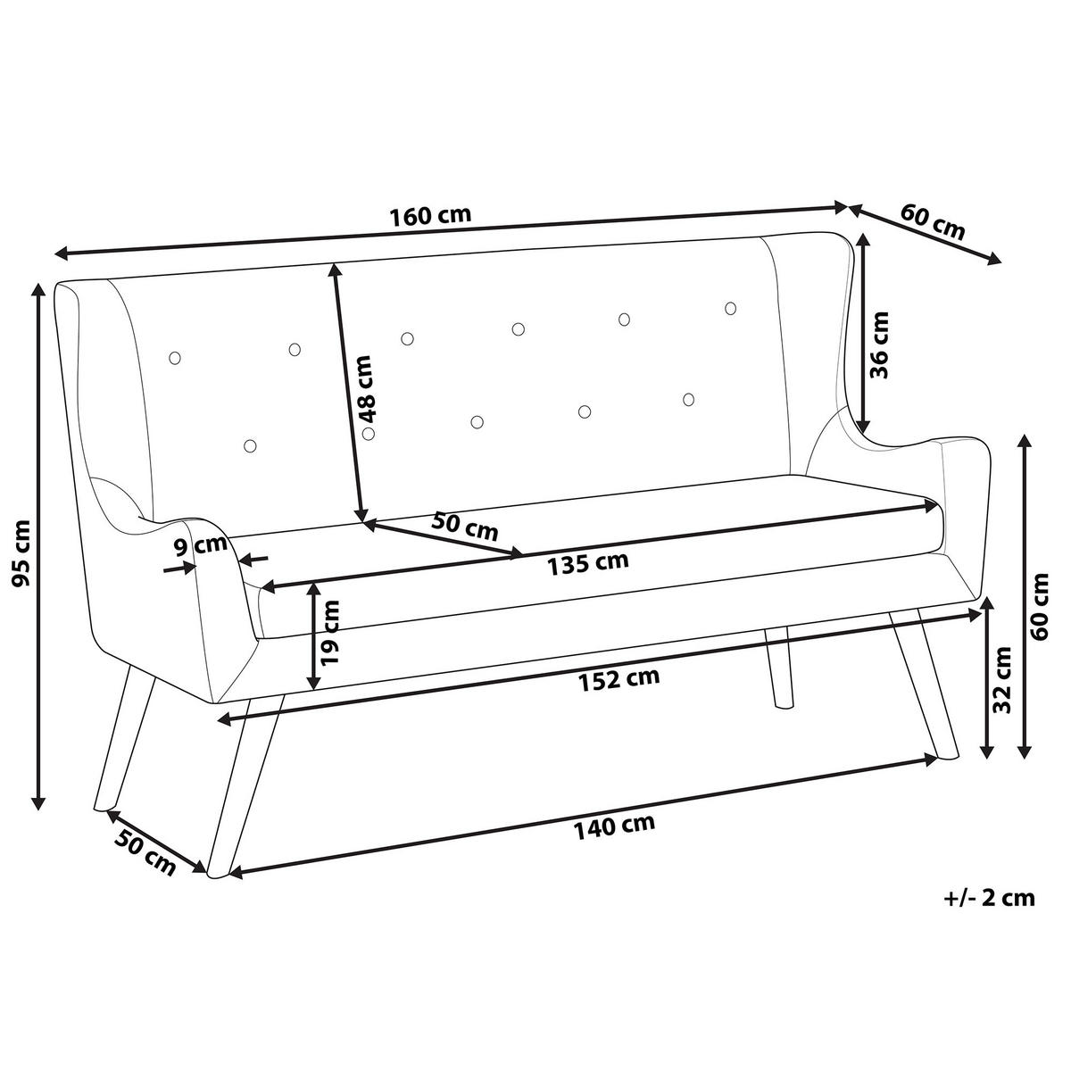 2-SITZER-KÜCHENSOFA Polsterbezug Schwarz Skibby - Schwarz, Textil (160/95/60cm) - Beliani
