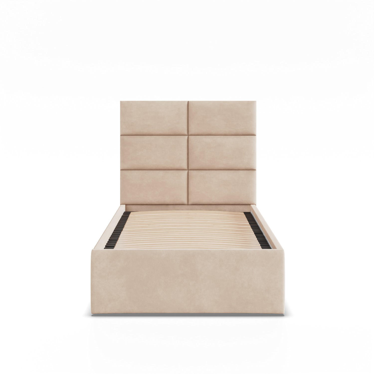 POLSTERBETT MIT KOPFTEIL 90x200 ohne Bettkasten YORK, Beige - Creme, Textil (90/200cm) - Mebligo