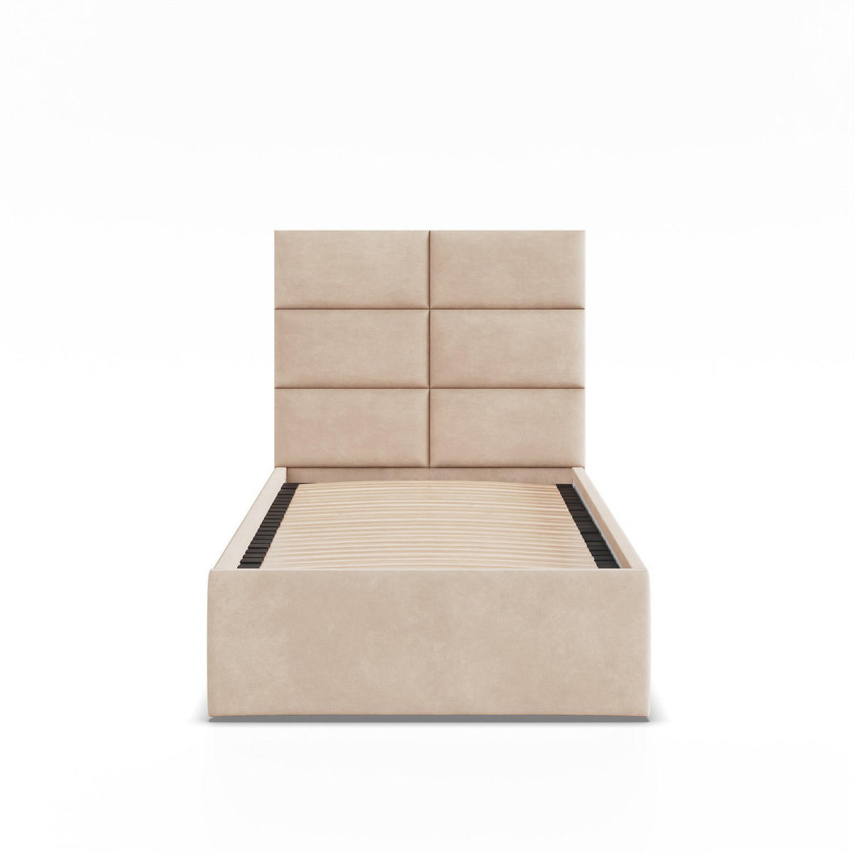 POLSTERBETT MIT KOPFTEIL 90x200 ohne Bettkasten YORK, Beige - Creme, Textil (90/200cm) - Mebligo
