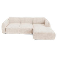 ECKSCHLAFSOFA Rastervelours 274cm - Creme, Textil (274/174cm) - Sia Home