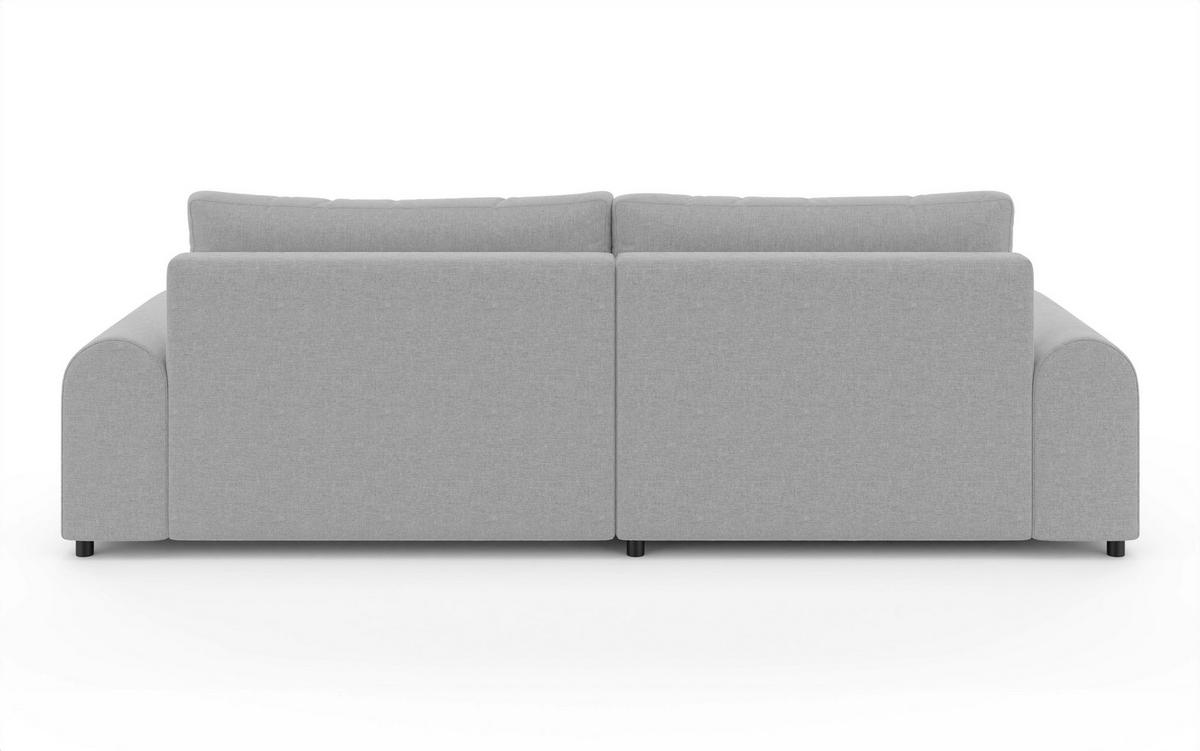 ECKSOFA mit Schlaffunktion, Bettkasten, extrabreite Ottomane links, abgerundete Armlehnen, B240/T145/H81 cm, Chenille Hellgrau / 21026 - Hellgrau/Schwarz, Kunststoff/Textil (240/145cm) - luma-home