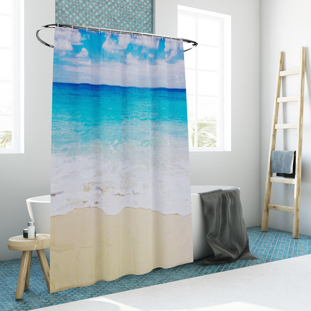DUSCHVORHANG - Multicolor, Textil (180/0.1cm) - Relaxdays