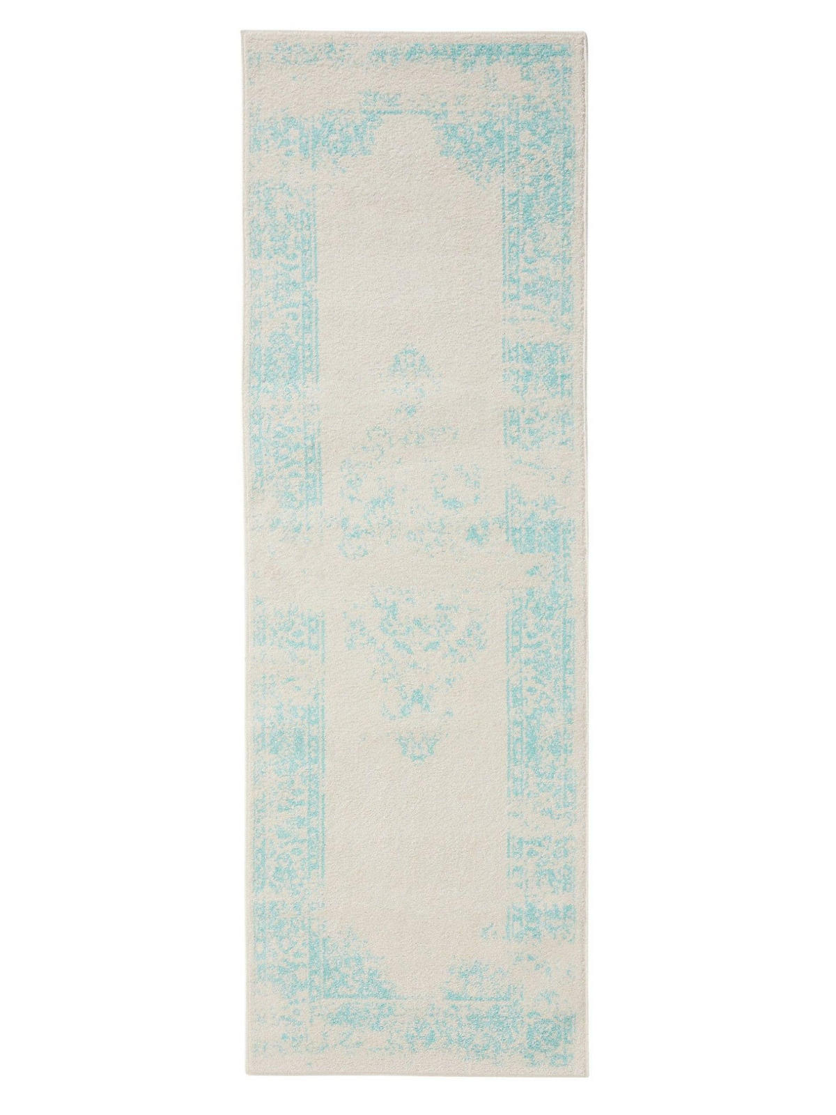 VINTAGE-LÄUFER Sia 80/240 cm - Türkis/Creme, Kunststoff (80/240cm) - benuta