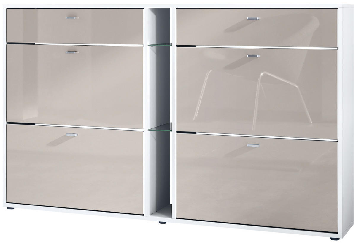 SCHUHSCHRANK Today Fronten in Sandgrau Hochglanz - Sandfarben, Holzwerkstoff (155.5/95/28cm) - Vladon