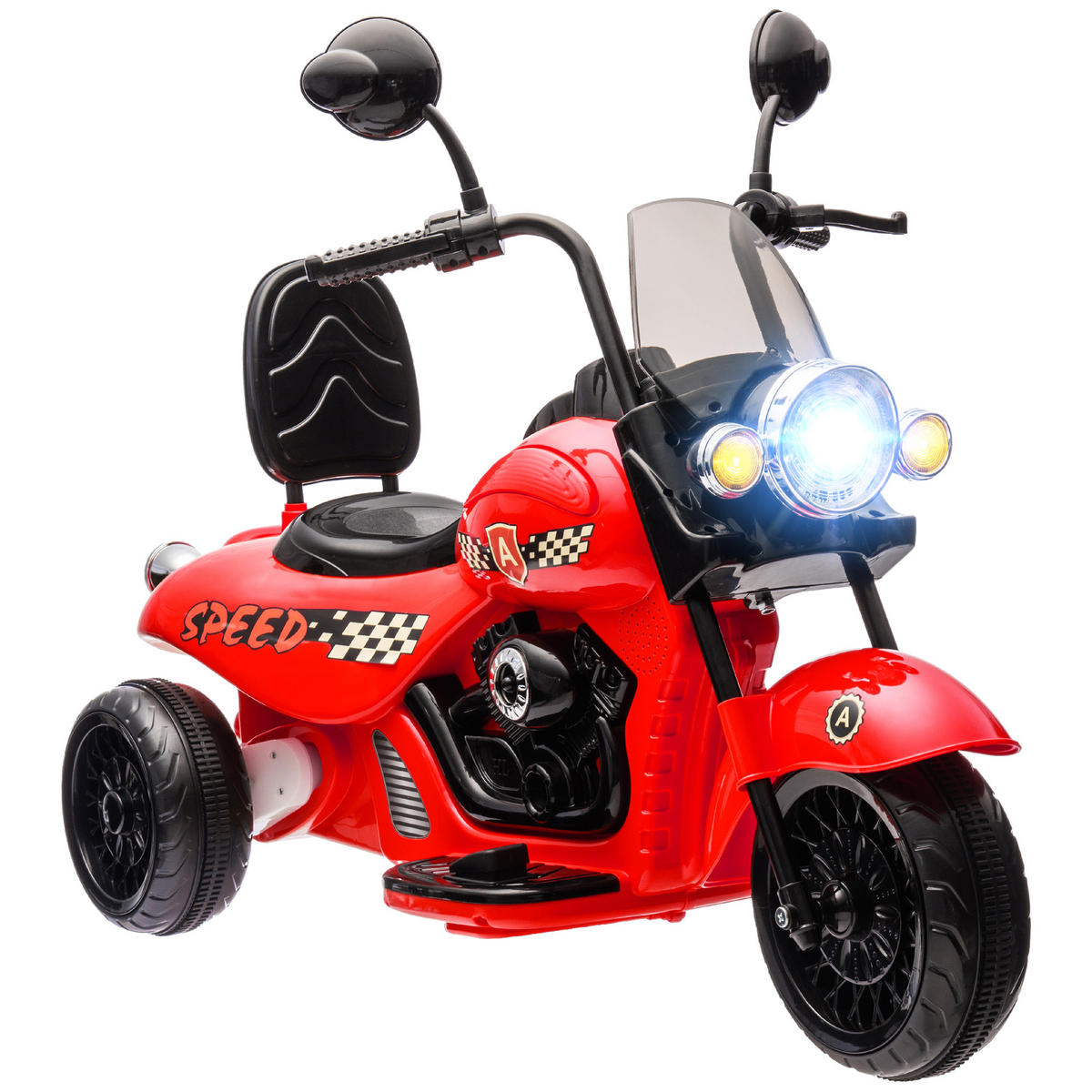 KINDER Elektro-Motorrad 6V Kindermotorrad mit Musik 3-5 km/h 3-6 Jahre Kinder - Rot, Metall (110/48/56cm) - AIYAPLAY