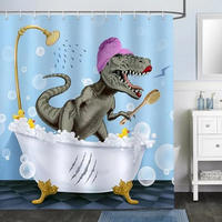 DUSCHVORHANG Dinosaurier schimmelresistent wasserdicht waschbar Badezimmer mit Haken - Blau, Textil (180/180cm) - MCBOSON
