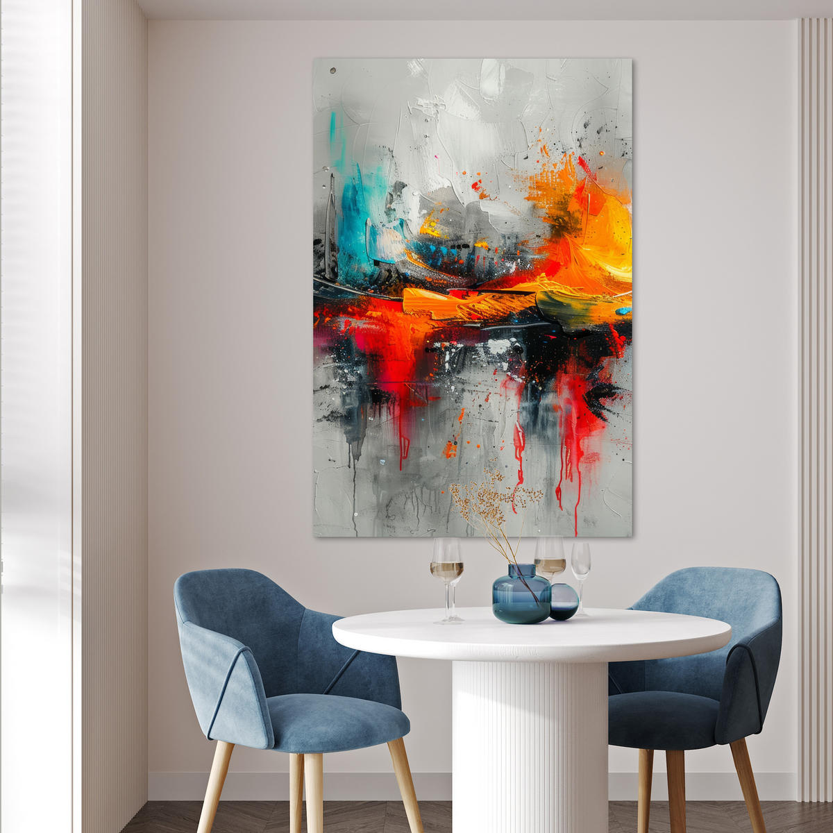 POSTER Moderne Kunst - Orange - Grau - Abstrakt 80x120 cm - Hellgrau, Papier (80/120/0.1cm) - MuchoWow