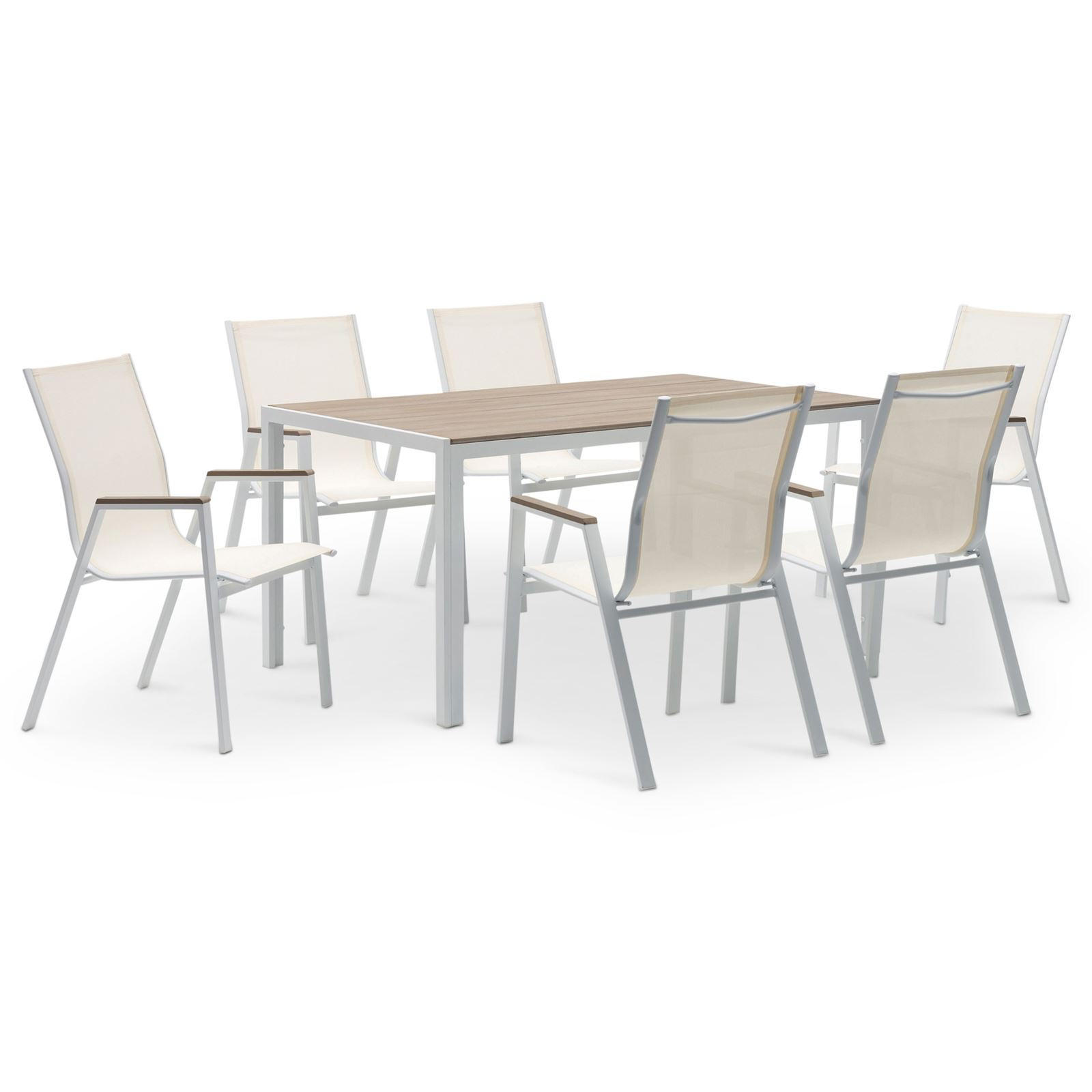 GARTENMÖBEL SET MONDELLO 7er Set beige, weiß - Beige, Metall - IDIMEX