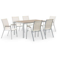 GARTENMÖBEL SET MONDELLO 7er Set beige, weiß - Beige, Metall - IDIMEX