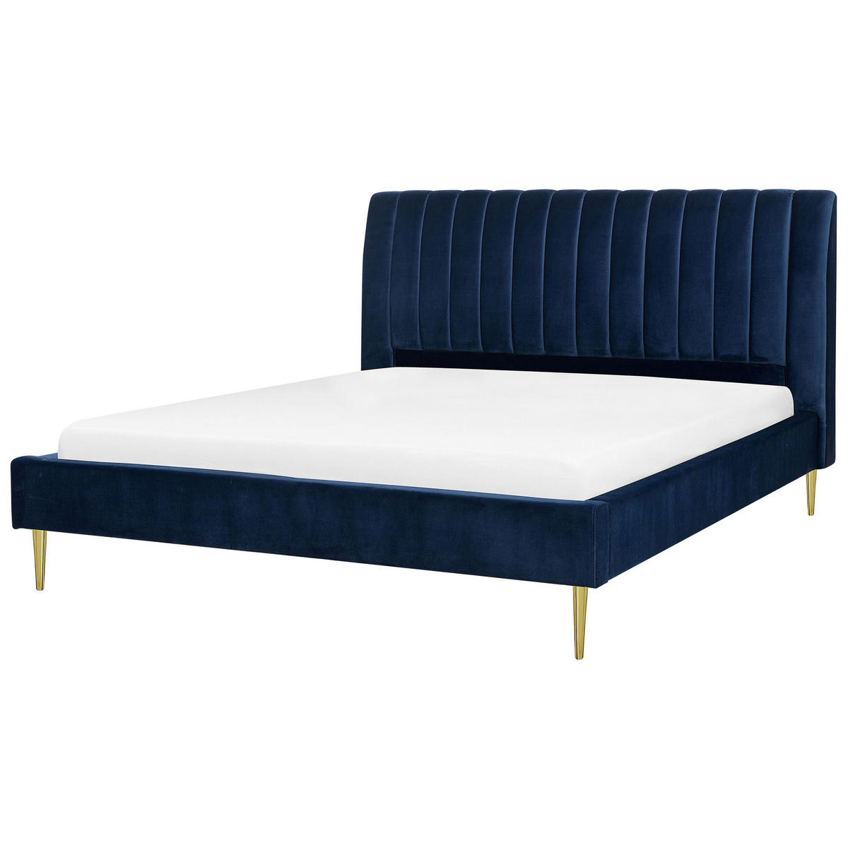 POLSTERBETT 180/200cm Marineblau Marville - Blau, Textil (180/200cm) - Beliani