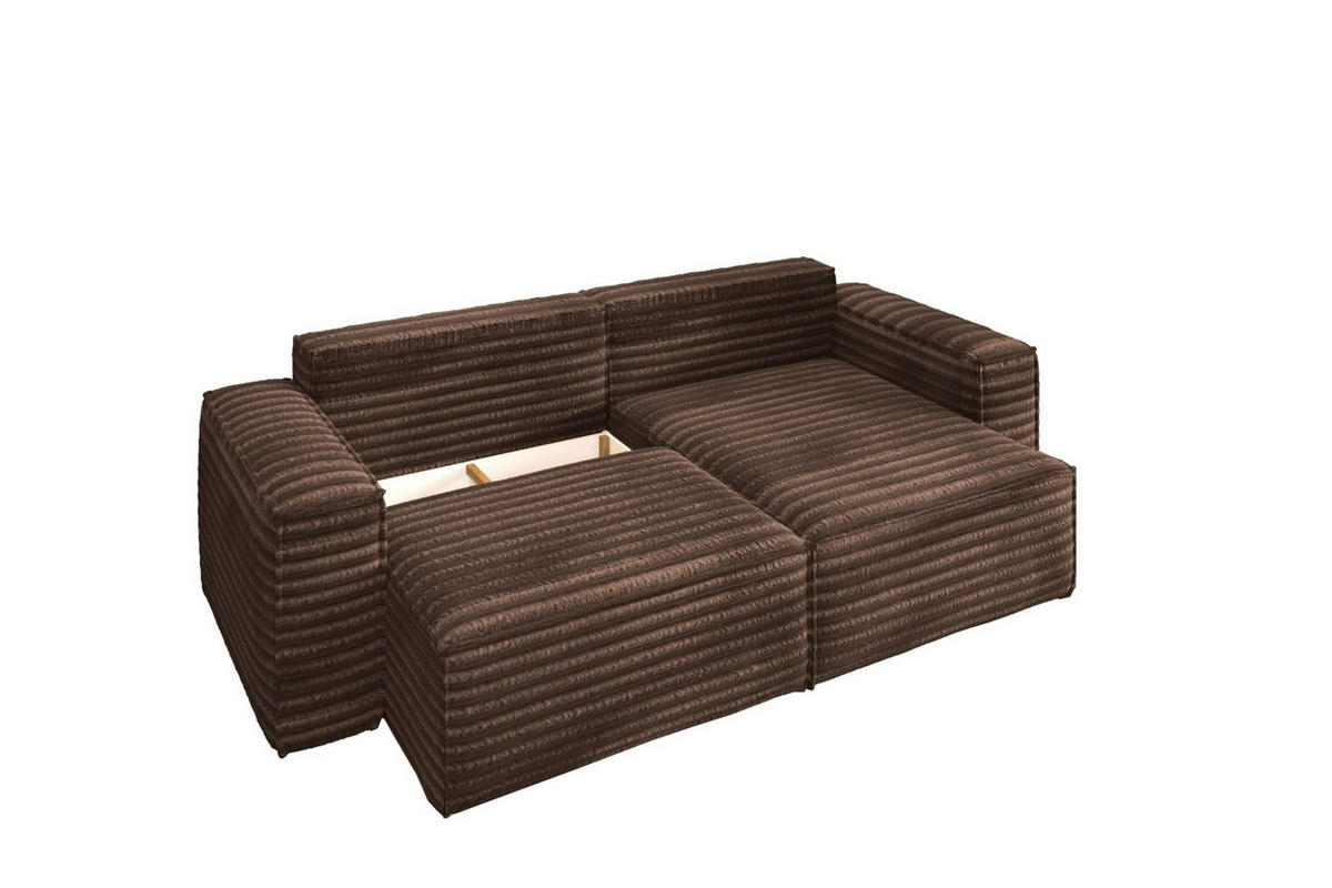 ECKSOFA Schlafsofa Madlen - Braun, Holzwerkstoff/Textil (248/140cm) - Fun Möbel