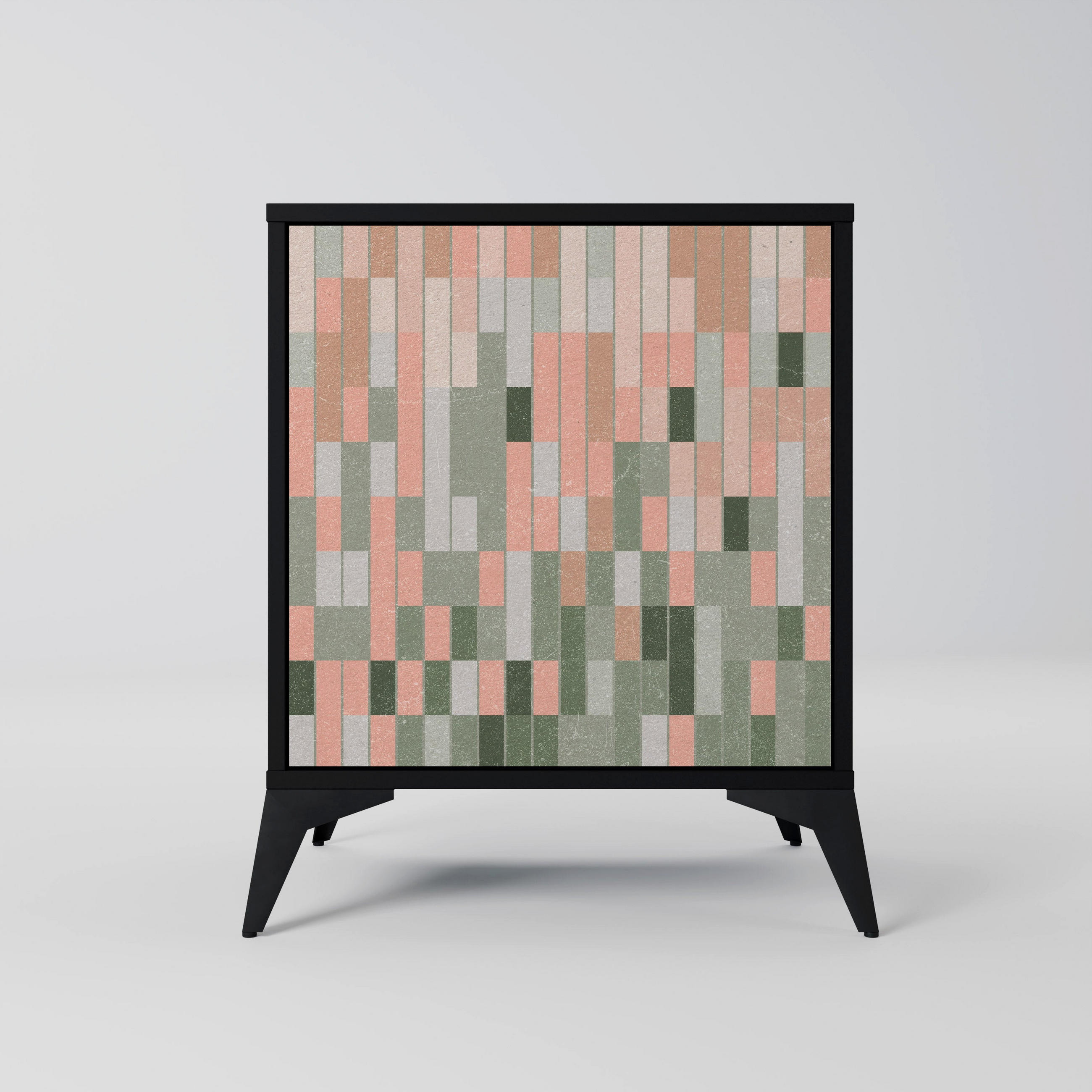 SIDEBOARD BUILDING THE FUTURE, Schwarz, 57,5x42x70,5 cm, Schwarze Metall-Sternfüße - Multicolor/Schwarz, Holzwerkstoff/Metall (57.5/70.5/42cm) - SpaceRebels