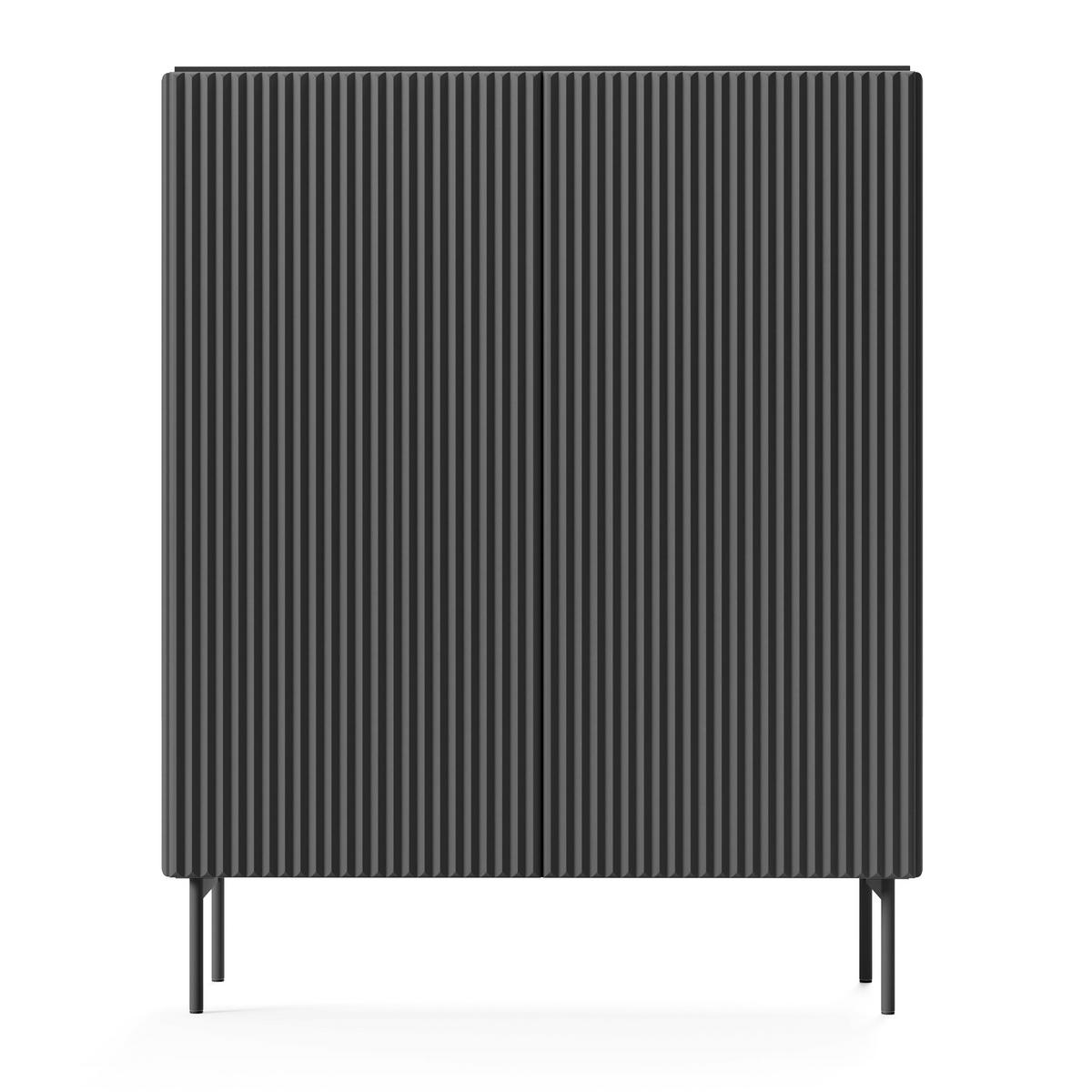 HIGHBOARD TRATTO 98,6/123/39,8cm 2 Türen Schwarz - Schwarz, Holzwerkstoff (98.6/123/39.8cm) - MASSENO