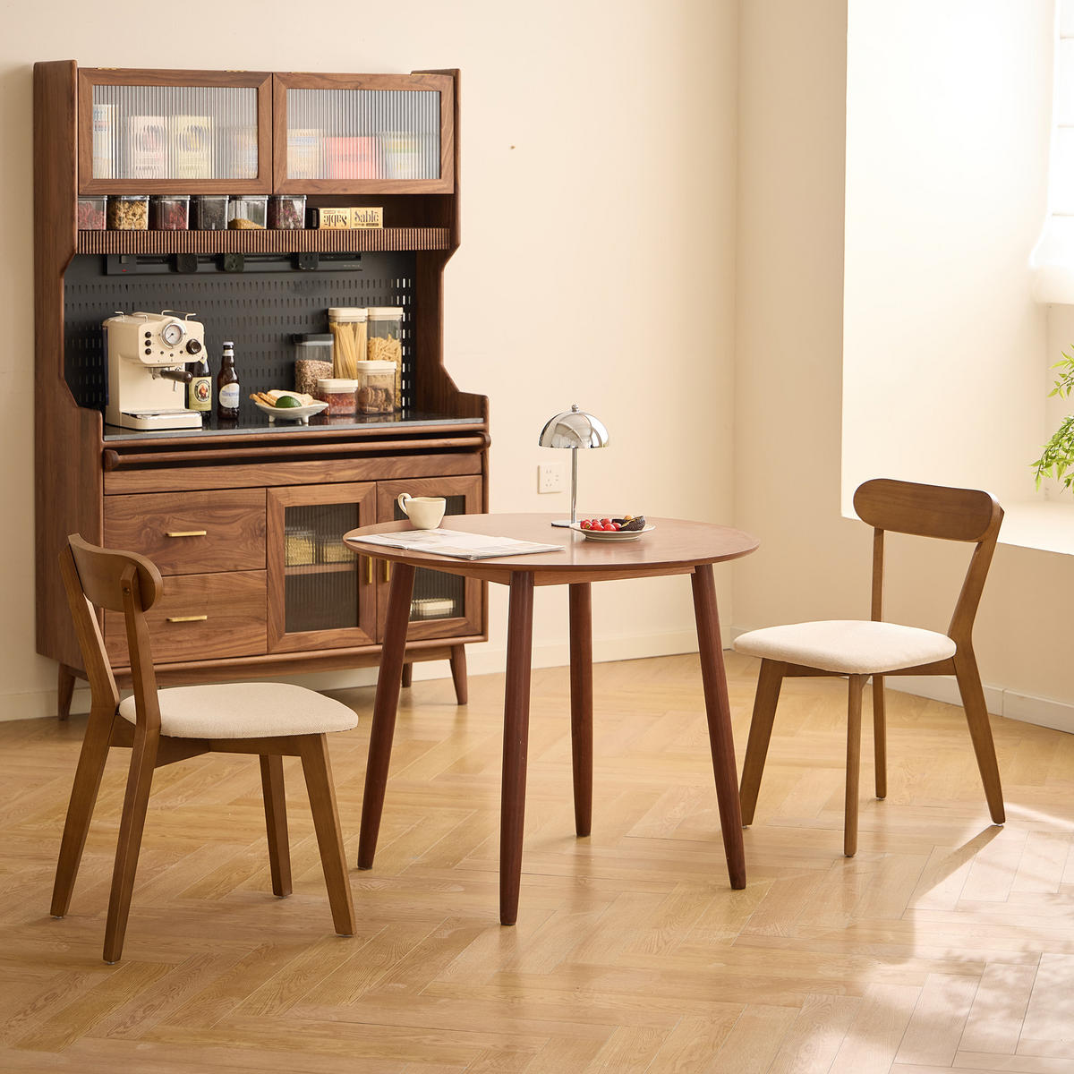 STUHL 2er-Set dunklem Holz Beige - Braun, Holz (41/79/56cm) - Nordlys