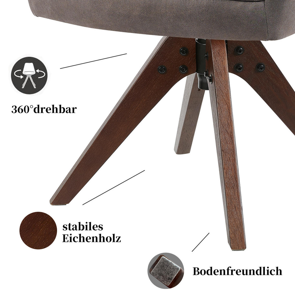 ARMLEHNSTUHL Mika-Noah 2er-Set - Taupe/Nussbaumfarben, Eichenholz/Holz (60/87/65cm) - DUBI Möbel