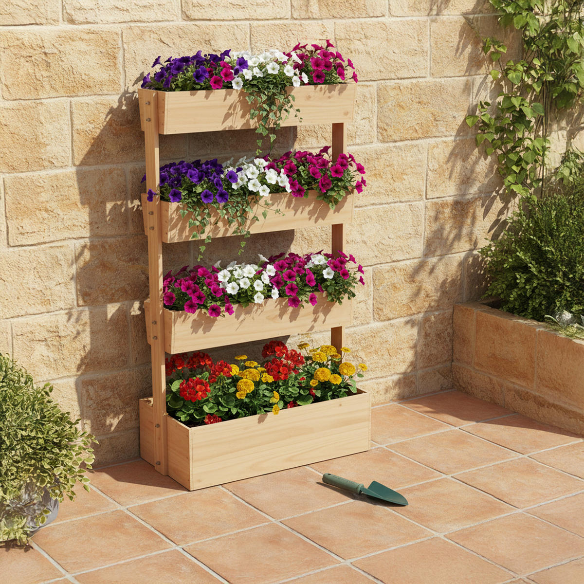 VERTIKALBEET - Braun, Holz/Textil (85/140/48cm) - Relaxdays