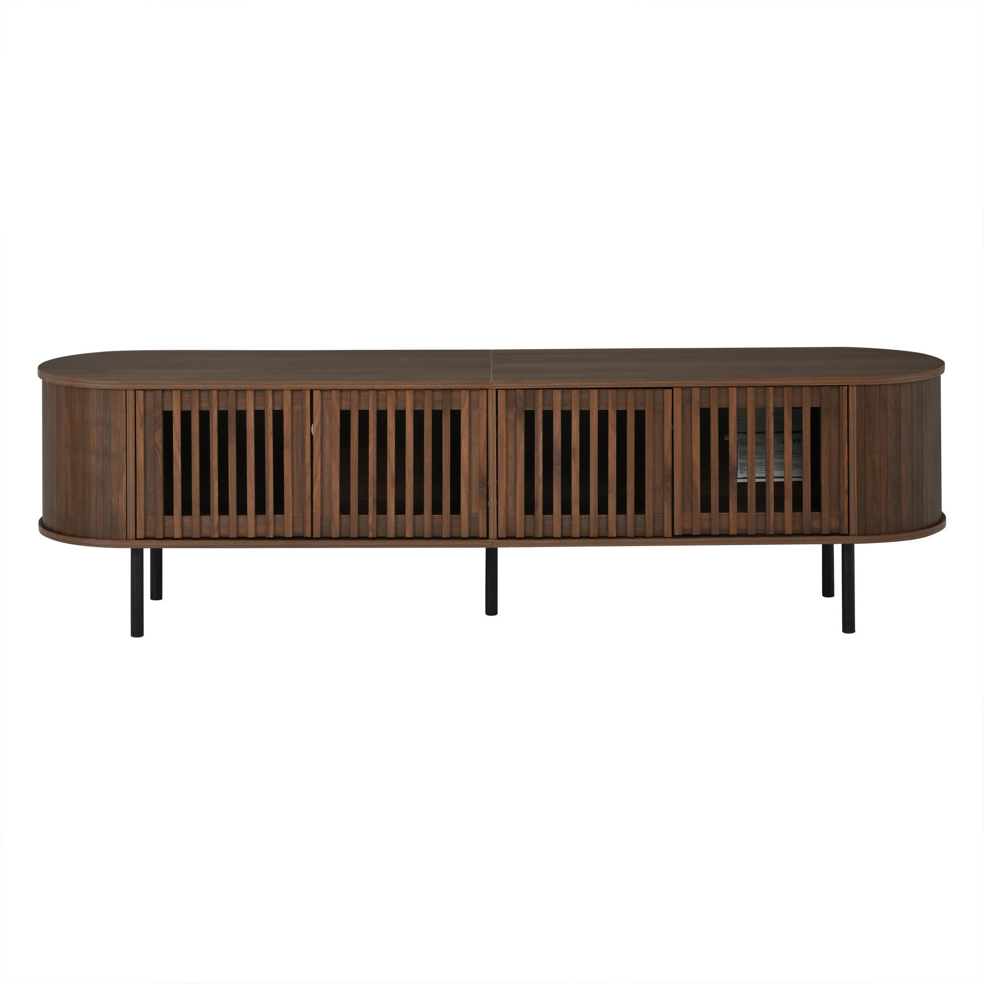 TV-ELEMENT178X39,5X49,5CM für 75-Zoll-Fernseher mit 4-Lamellentüren Walnussfarben - Walnussfarben, Holz (49/19/103.51cm) - Raelunyi