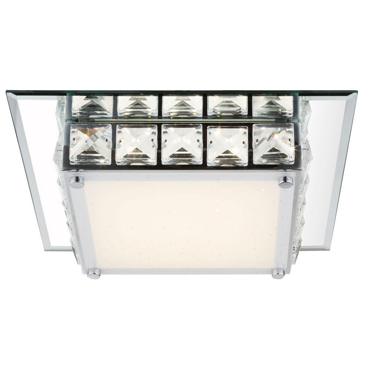 LED DECKENLEUCHTE MARGO Silber Metall Glas - Silberfarben, Glas (25/25/7.6cm) - Globo Lighting