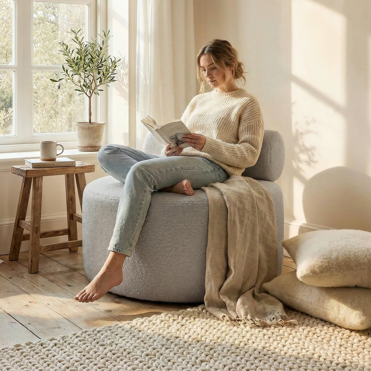 SESSEL CHERRY 90/78 cm, in Hellgrau - Hellgrau, Textil (90/78/90cm) - Idohome