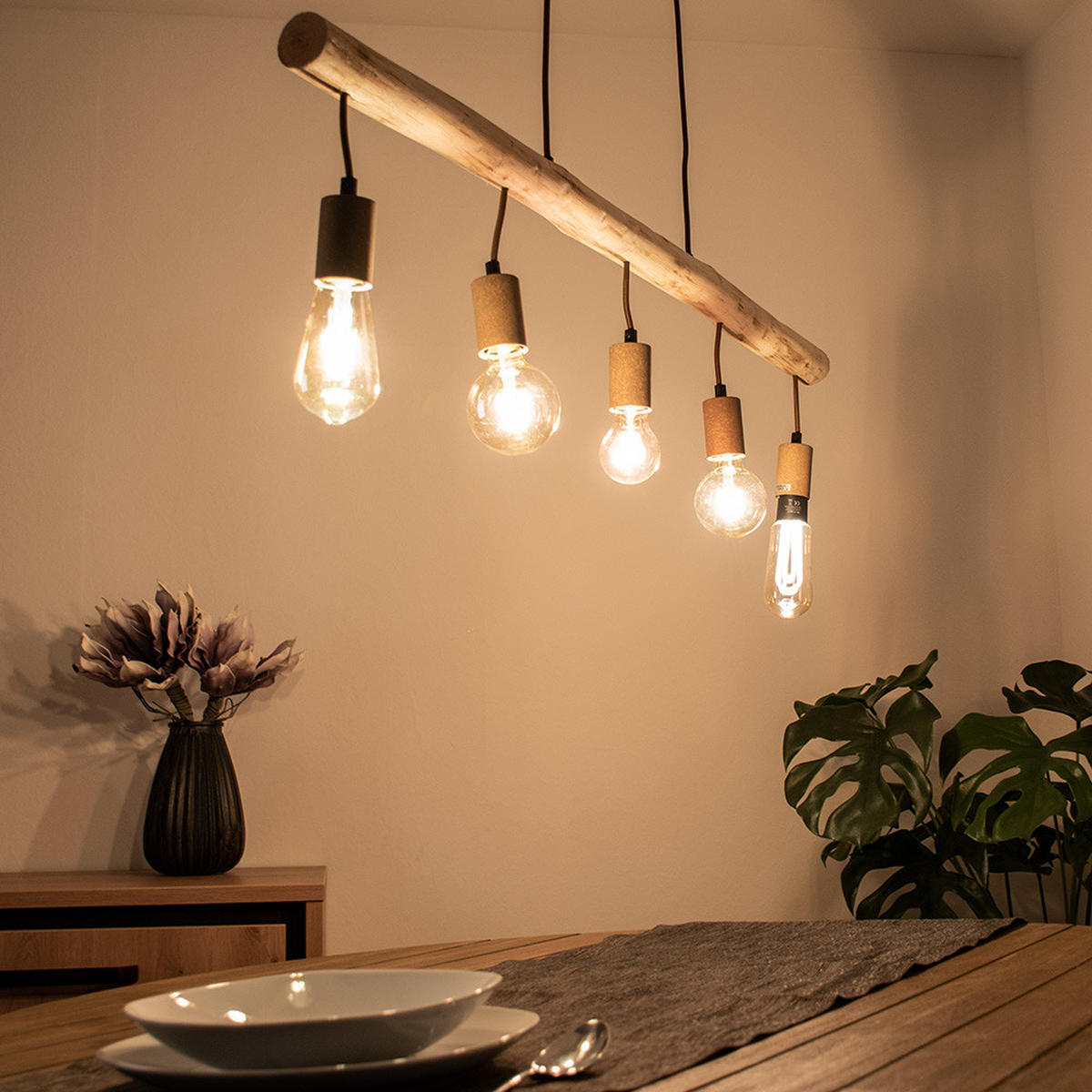 LED HÄNGELEUCHTE Holzbalken Braun - Braun, Holz (100/8.5/140cm) - Globo Lighting