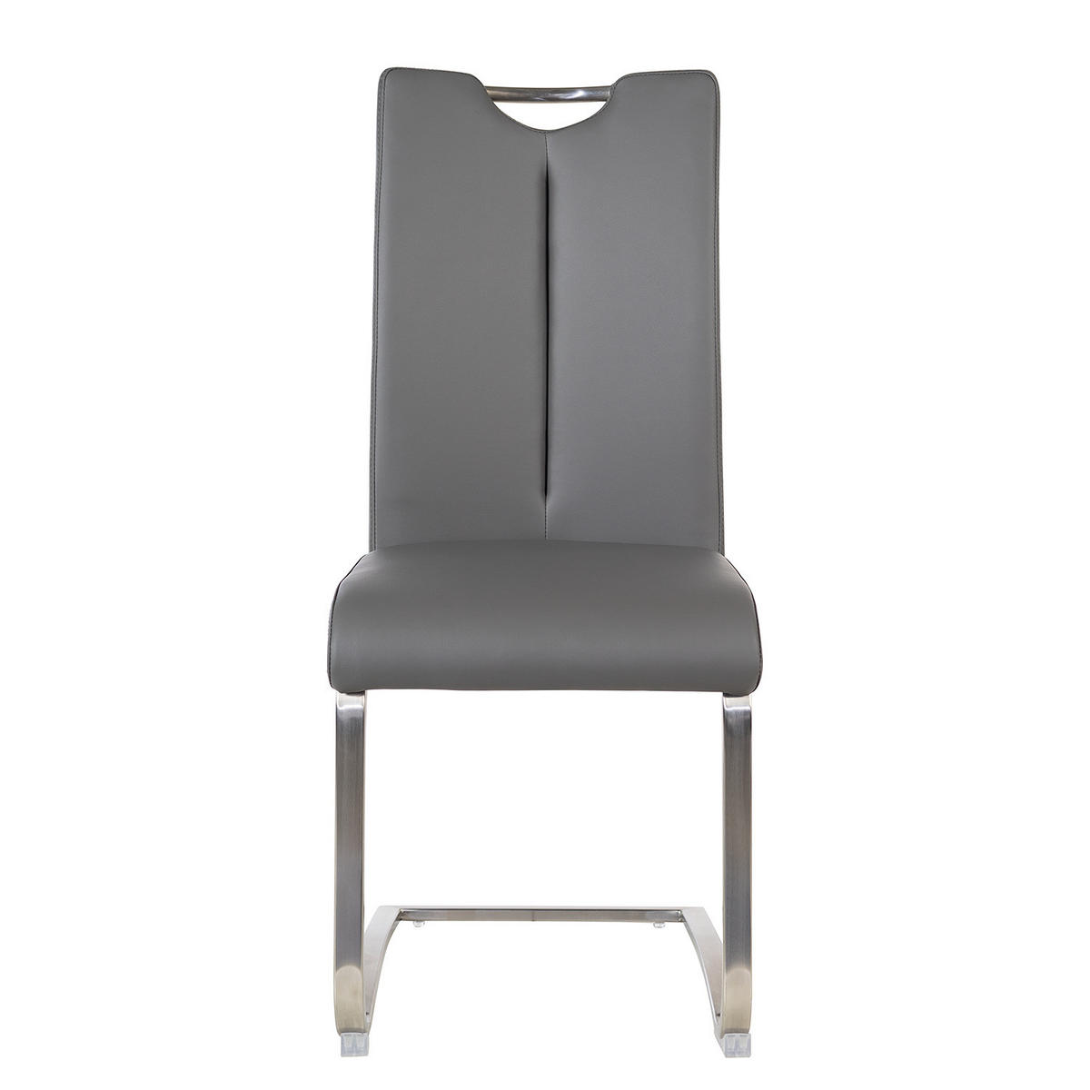 FREISCHWINGER - 2er-Set - Kunstleder / Edelstahl - Grau, Kunststoff/Metall (45/102/58cm) - home24