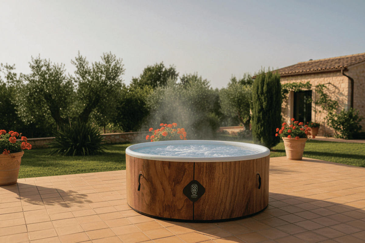 WHIRLPOOL Aufblasbarer Spa Tahiti 180 cm Durchmesser 1100 Liter Motor 2240 W Für bis zu 6 Personen - Braun, Kunststoff (180/70/70cm) - COCO SPA