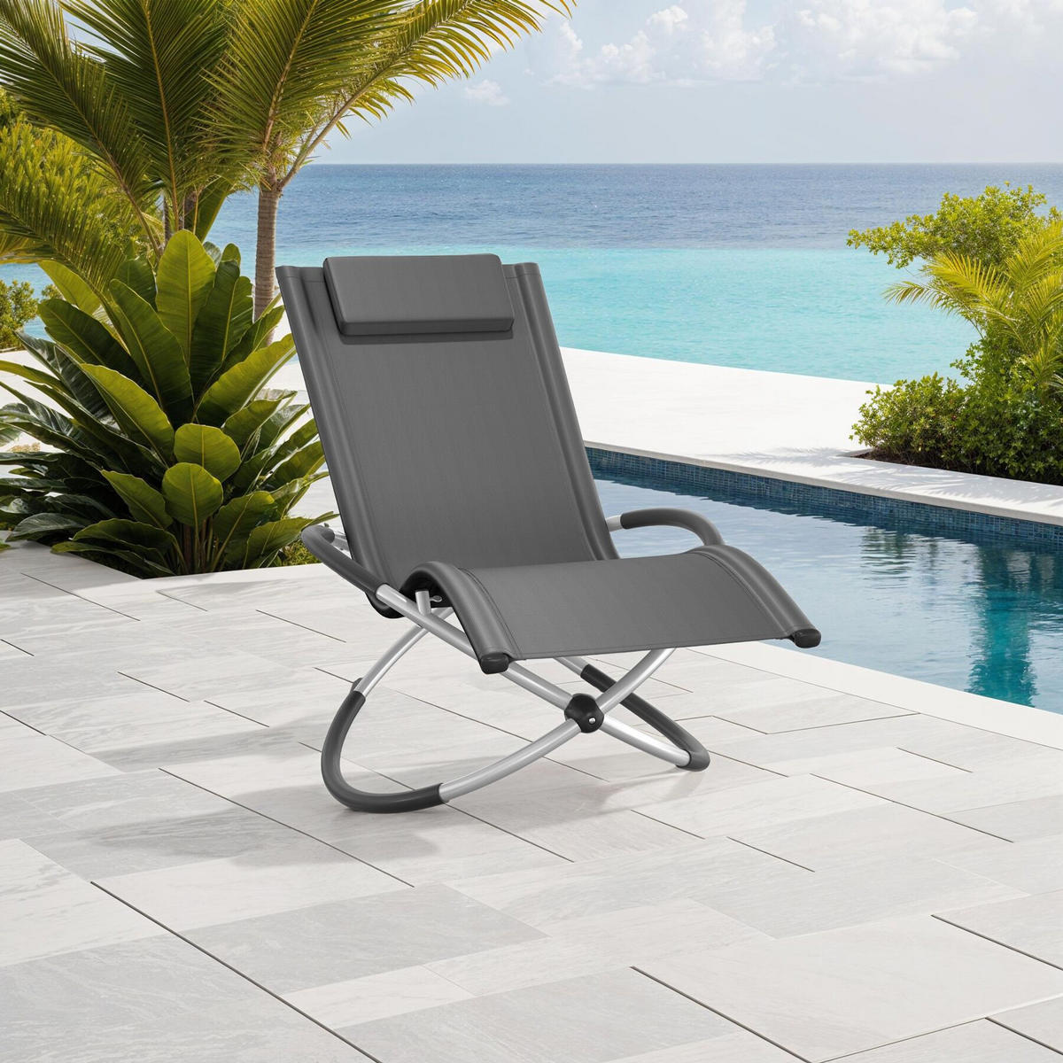 SONNENLIEGE Paulina, 150 x 73 x 93 cm, grau - Grau, Metall (73/93/150cm) - tectake