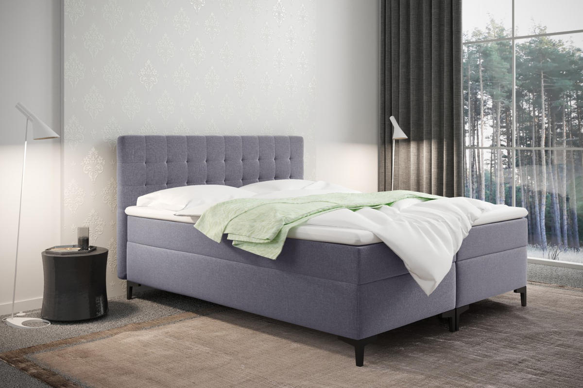 BOXBETT Mit Bettkasten Denver Stoff Muna Grau 120x200 cm H3-Bonell - Grau, Holz (120/200cm) - Kaiser Möbel