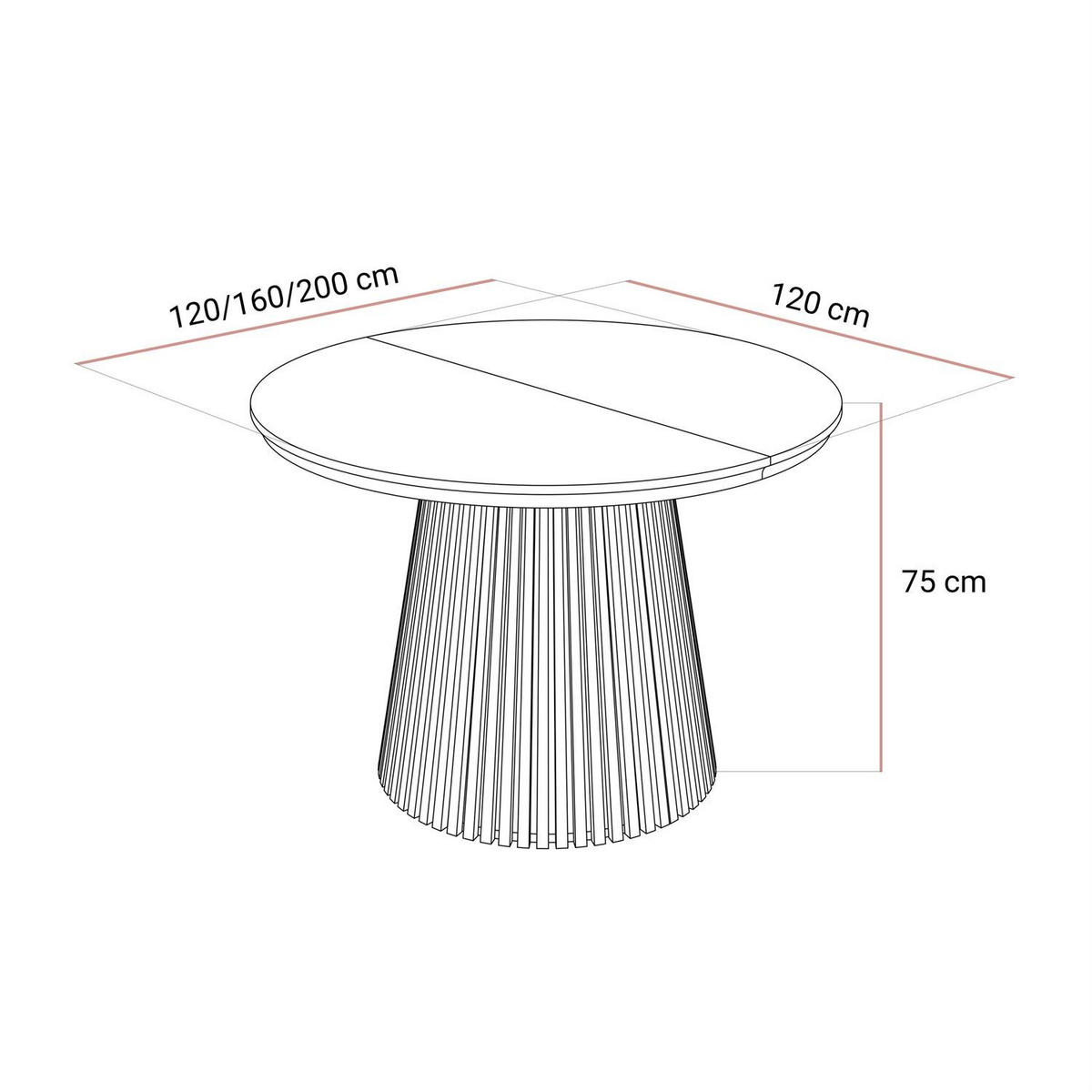 ESSTISCH MISTIC 120–200 cm - Eichefarben, Holzwerkstoff (120/120/75cm) - Lookway